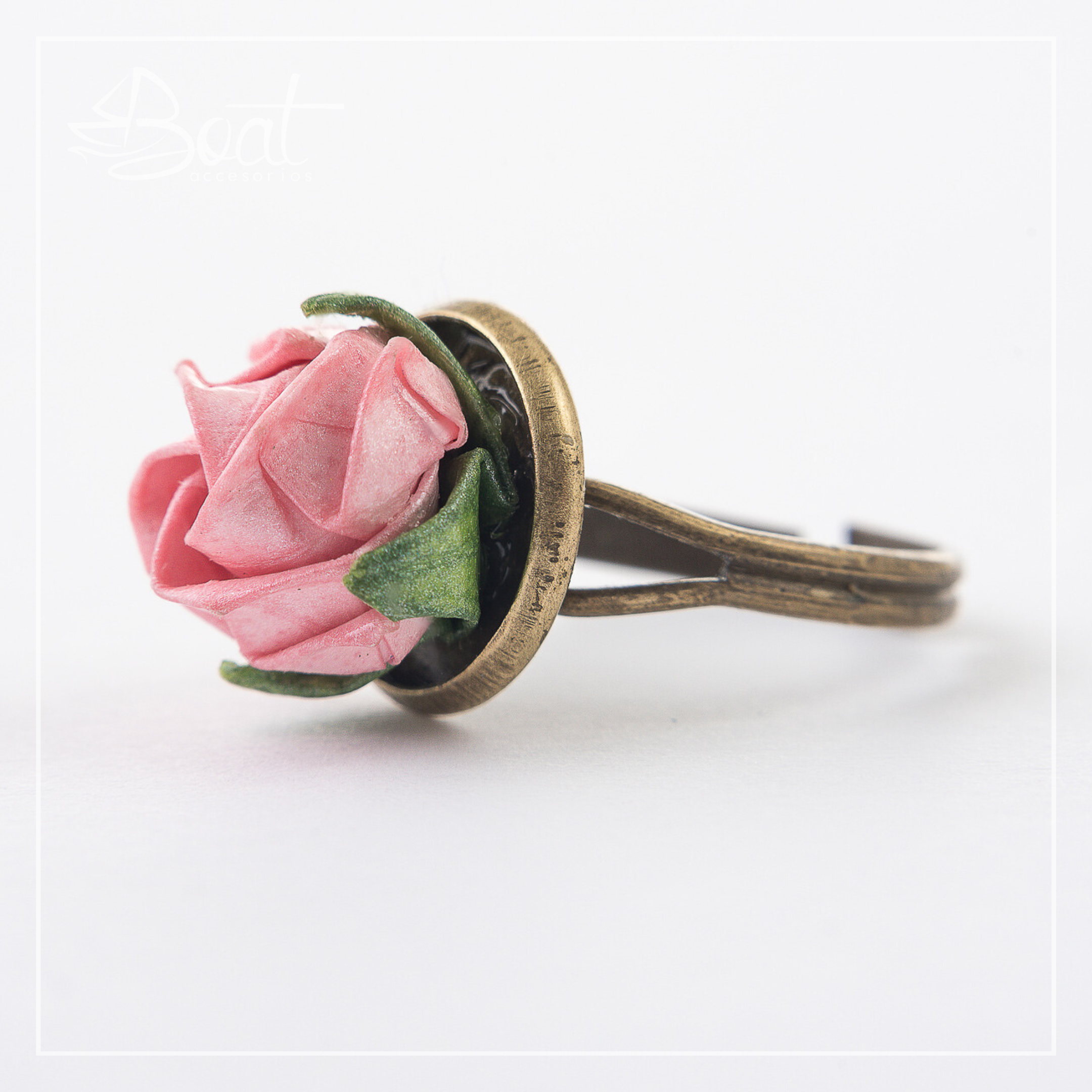 Anillo Vintage Rosa Origami - Imagen 6