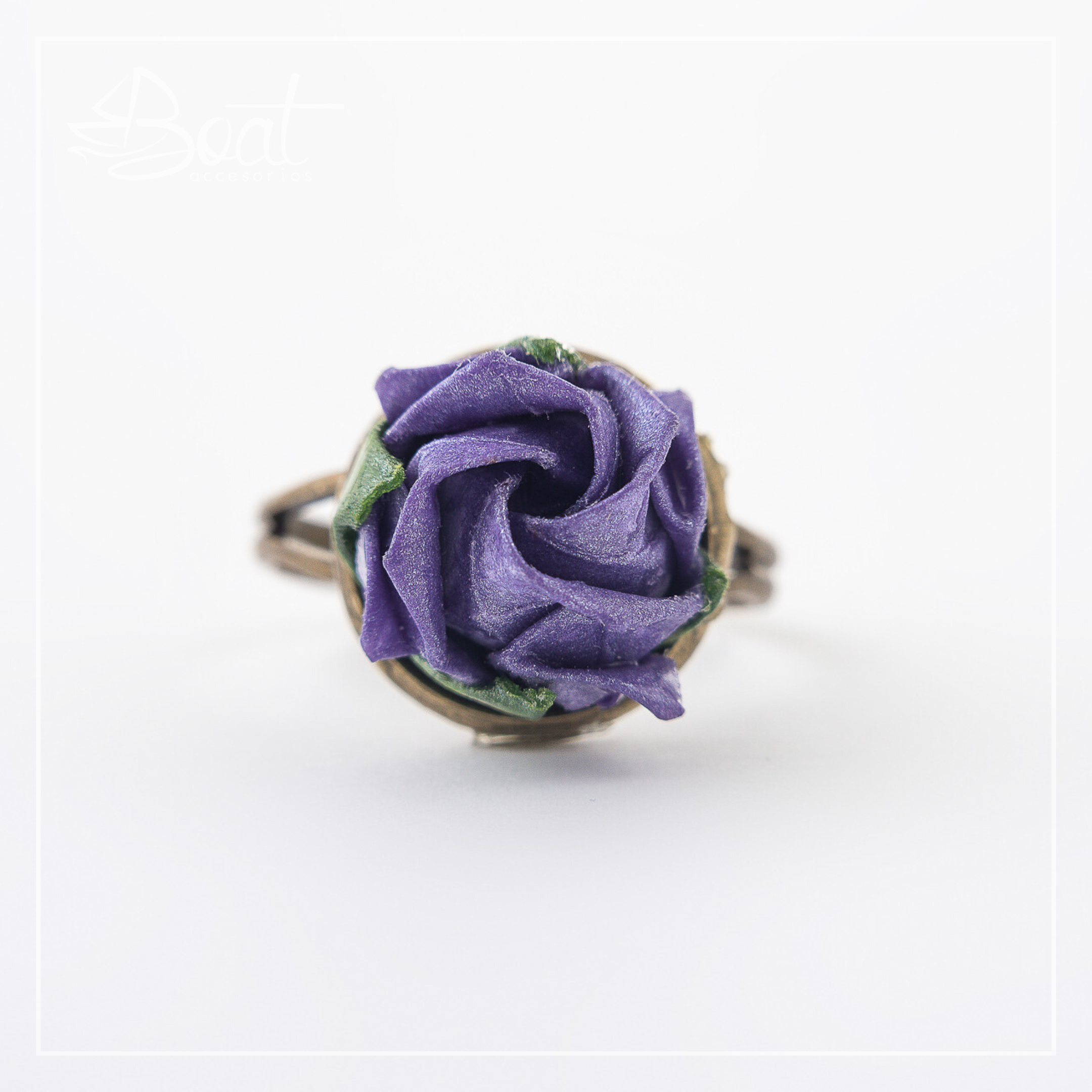 Anillo Vintage Rosa Origami - Imagen 5