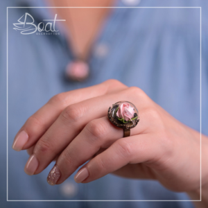 Anillo Vintage Medio Globo Rosa